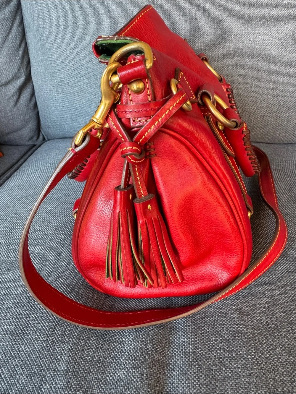 Dooney and Bourke Red Florentine  Satchel Handbag